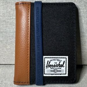 Herschel Supply Co. Charlie Card Holder Wallet – Black & Tan Leather